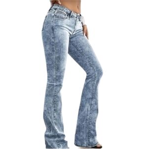 Bootcut Jeans Flattering Flare Leg Washed Denim Look Size Large
